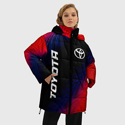 Куртка зимняя женская Toyota красный карбон, цвет: 3D-черный — фото 2