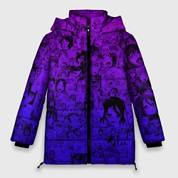 Куртка зимняя женская Ахегао яркий градиент, цвет: 3D-черный