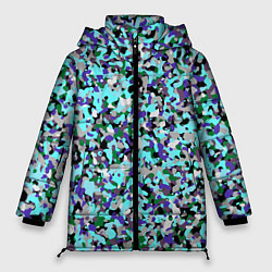 Куртка зимняя женская Абстрактные разноцветные пятна, цвет: 3D-красный