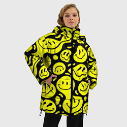 Куртка зимняя женская Кислотный желтый смайлик, цвет: 3D-черный — фото 2