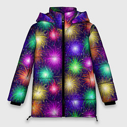 Куртка зимняя женская Праздничный салют - фейерверк, цвет: 3D-светло-серый