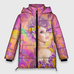 Куртка зимняя женская Розовая фея бабочка, цвет: 3D-светло-серый