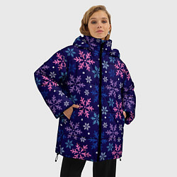 Куртка зимняя женская Снежинки ночные, цвет: 3D-черный — фото 2