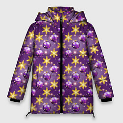 Куртка зимняя женская Ёлочные игрушки, цвет: 3D-черный
