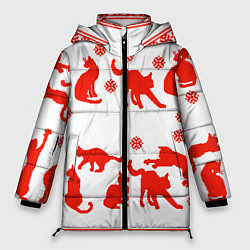 Куртка зимняя женская Котэ пиксель арт, цвет: 3D-черный