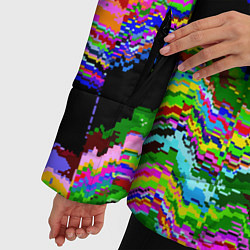 Куртка зимняя женская Глитч с искривлённым ртом, цвет: 3D-светло-серый — фото 2