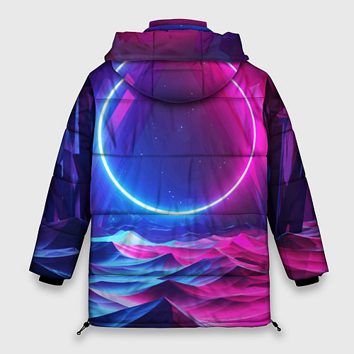 Женская зимняя куртка Круг и разноцветные кристаллы - vaporwave / 3D-Светло-серый – фото 2