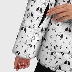 Куртка зимняя женская Кошки черно-белый паттерн, цвет: 3D-красный — фото 2