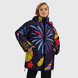Куртка зимняя женская Новогодний фейерверк, цвет: 3D-черный — фото 2