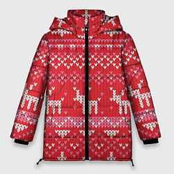 Куртка зимняя женская Тёплые олени, цвет: 3D-красный