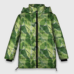 Куртка зимняя женская Милитари листья крупные, цвет: 3D-красный