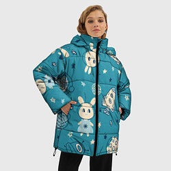 Куртка зимняя женская Зайцы-космонавты, цвет: 3D-светло-серый — фото 2