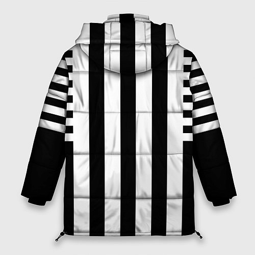 Женская зимняя куртка Черно белый узор в полоску / 3D-Светло-серый – фото 2