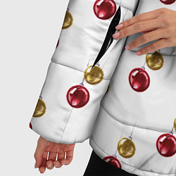 Куртка зимняя женская Золотые и красные елочные шары - паттерн, цвет: 3D-черный — фото 2