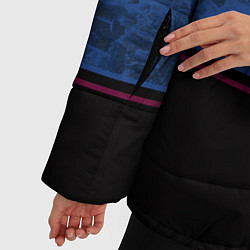 Куртка зимняя женская Бордовый, синий мраморный и черный полосы, цвет: 3D-светло-серый — фото 2