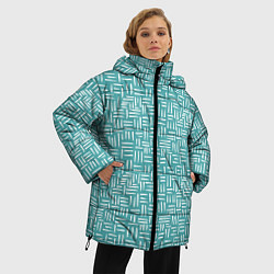 Куртка зимняя женская Полосы горизонтальные и вертикальные гранж, цвет: 3D-красный — фото 2
