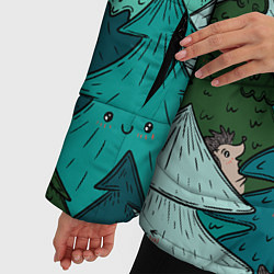 Куртка зимняя женская Ежи в еловом лесу, цвет: 3D-черный — фото 2
