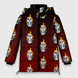 Куртка зимняя женская Горящие черепушки, цвет: 3D-красный