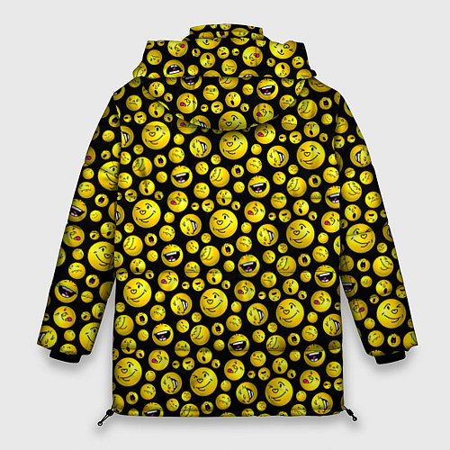 Женская зимняя куртка Шарики эмодзи на черном / 3D-Светло-серый – фото 2
