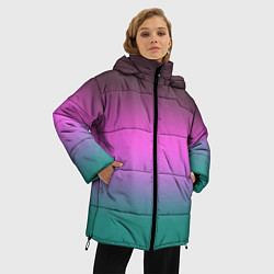 Куртка зимняя женская Бирюзово-малиновый градиент, цвет: 3D-черный — фото 2