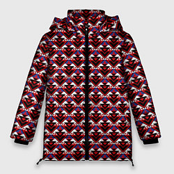 Куртка зимняя женская Геометрический скандинавский зимний узор, цвет: 3D-черный