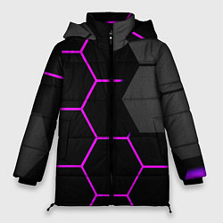Куртка зимняя женская Крупные неоновые соты, цвет: 3D-светло-серый