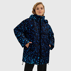 Куртка зимняя женская Неоновый синий блеск на черном фоне, цвет: 3D-светло-серый — фото 2