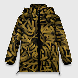 Куртка зимняя женская Каллиграфия в золоте, цвет: 3D-черный