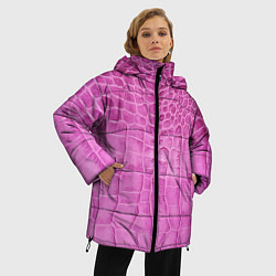 Куртка зимняя женская Кожа - текстура - pink, цвет: 3D-светло-серый — фото 2