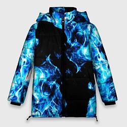 Куртка зимняя женская Красивый синий огонь, цвет: 3D-черный