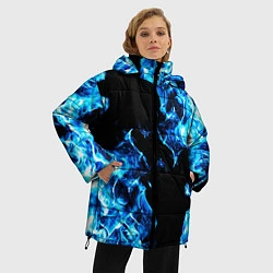 Куртка зимняя женская Красивый синий огонь, цвет: 3D-черный — фото 2