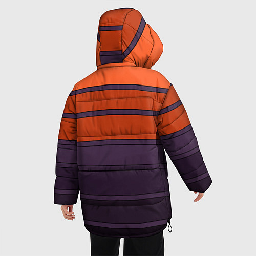 Женская зимняя куртка Полосатый фиолетово-оранжевый узор / 3D-Красный – фото 4