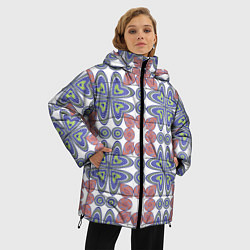 Куртка зимняя женская Мозаика, абстрактные сердечки, цвет: 3D-черный — фото 2