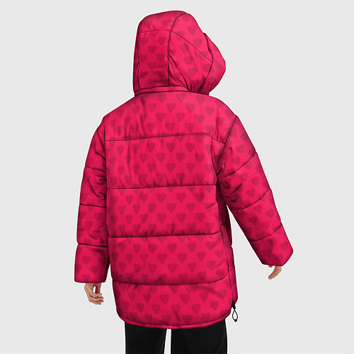 Женская зимняя куртка Красный паттерн с мелкими сердечками / 3D-Красный – фото 4