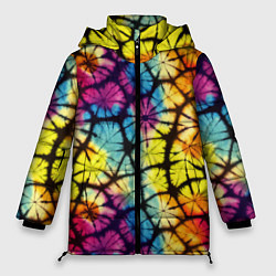Куртка зимняя женская Радужный тай-дай, цвет: 3D-светло-серый