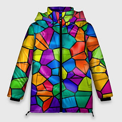 Куртка зимняя женская Разноцветная мозаика, цвет: 3D-красный