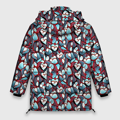 Женская зимняя куртка Абстрактный паттерн с сердцами / 3D-Светло-серый – фото 2