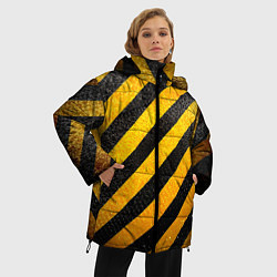 Куртка зимняя женская Черно-желтая опасность, цвет: 3D-черный — фото 2