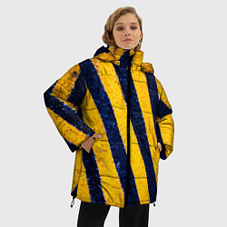 Куртка зимняя женская Предупреждающие полосы на асфальте, цвет: 3D-красный — фото 2