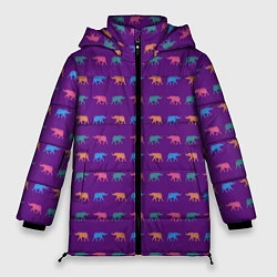 Куртка зимняя женская Разноцветные слоны, цвет: 3D-светло-серый