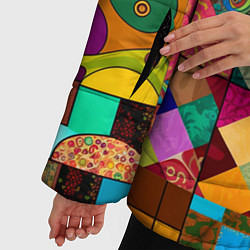 Куртка зимняя женская Лоскутное шитье, пэчворк из нейросети, цвет: 3D-красный — фото 2