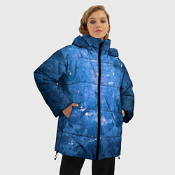 Куртка зимняя женская Тёмно-синяя абстрактная стена льда, цвет: 3D-черный — фото 2