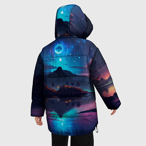 Женская зимняя куртка Ночное небо, пейзаж / 3D-Светло-серый – фото 4