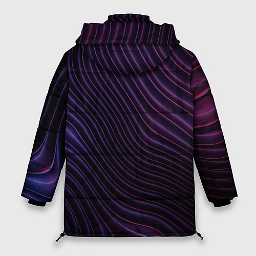 Женская зимняя куртка Фиолетово-синяя волнообразная абстракция / 3D-Светло-серый – фото 2