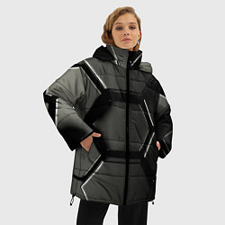 Куртка зимняя женская Хромированный гексагон объемный, цвет: 3D-светло-серый — фото 2