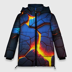 Куртка зимняя женская Яркая неоновая лава, разломы, цвет: 3D-светло-серый