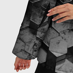 Куртка зимняя женская Карбоновые соты абстрация, цвет: 3D-светло-серый — фото 2