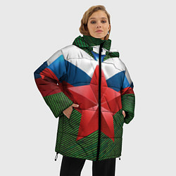 Куртка зимняя женская Звезда на фоне флага, цвет: 3D-красный — фото 2