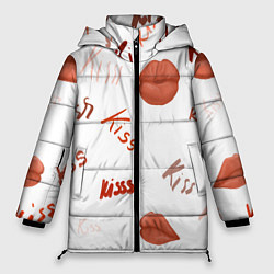 Куртка зимняя женская Поцелуйчики, цвет: 3D-красный