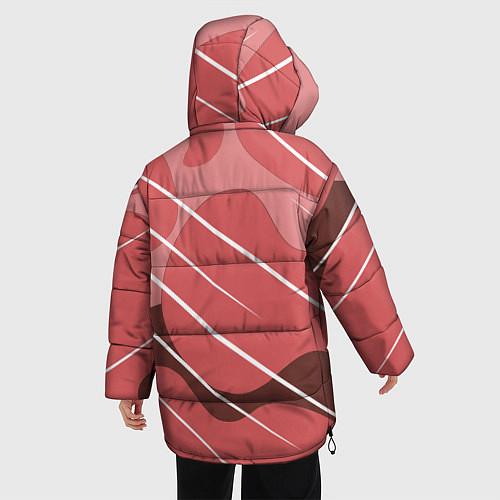 Женская зимняя куртка Абстрактные фигуры / 3D-Красный – фото 4